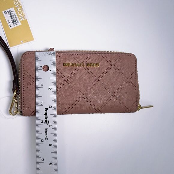 Michael Kors Jet Set Travel Large Coin Phone Case Wallet Wristlet Leather MF NWT - Picture 9 of 9